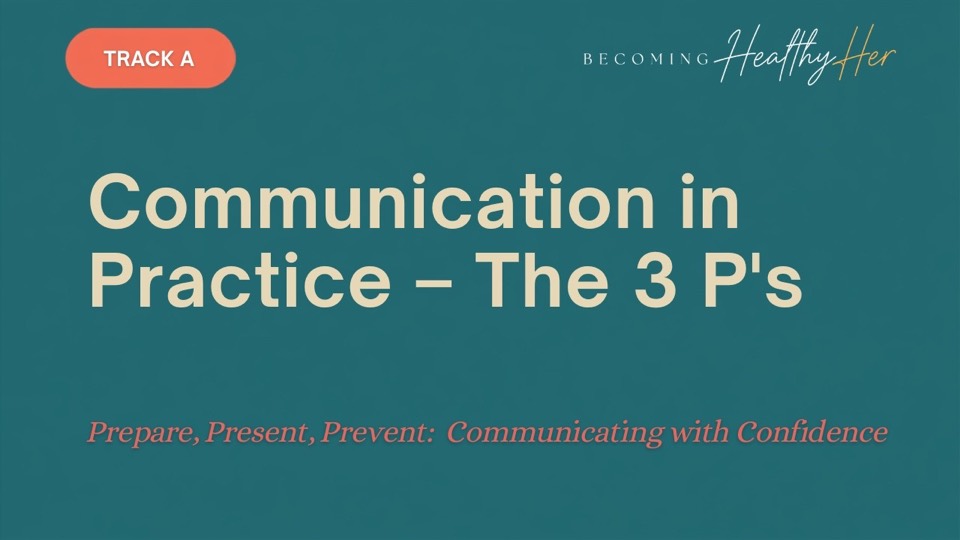 Title card: Communication in Practice, The 3 P's